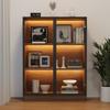 Glasvitrine mit Beleuchtung, Natur, Multifunktionaler Standschrank mit 3-stufigen Regalen, T32/H106/B80cm(alte SKU:N657P195711A)