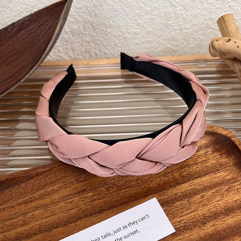 Vintage Weiches Satin Mahua Stirnband Einfarbig Schwamm Breit Haarband für Frau Mädchen Elegant Haarreif Mode Haaraccessoires