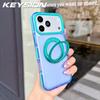 KEYSION Color blocking Magnetic 360°Ring Stand Case for MagSafe for iPhone 14 15 16 17 Pro Max Matte Shockproof Phone Back Cover