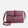Womens Genuine Leather Woven Clutch Shoulder Bag With Flap Crossbody Evening In Black Coffee Burgundy Sage Caramel