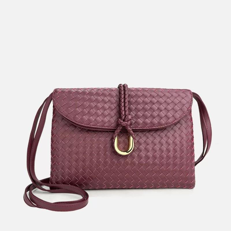 Womens Genuine Leather Woven Clutch Shoulder Bag With Flap Crossbody Evening In Black Coffee Burgundy Sage Caramel