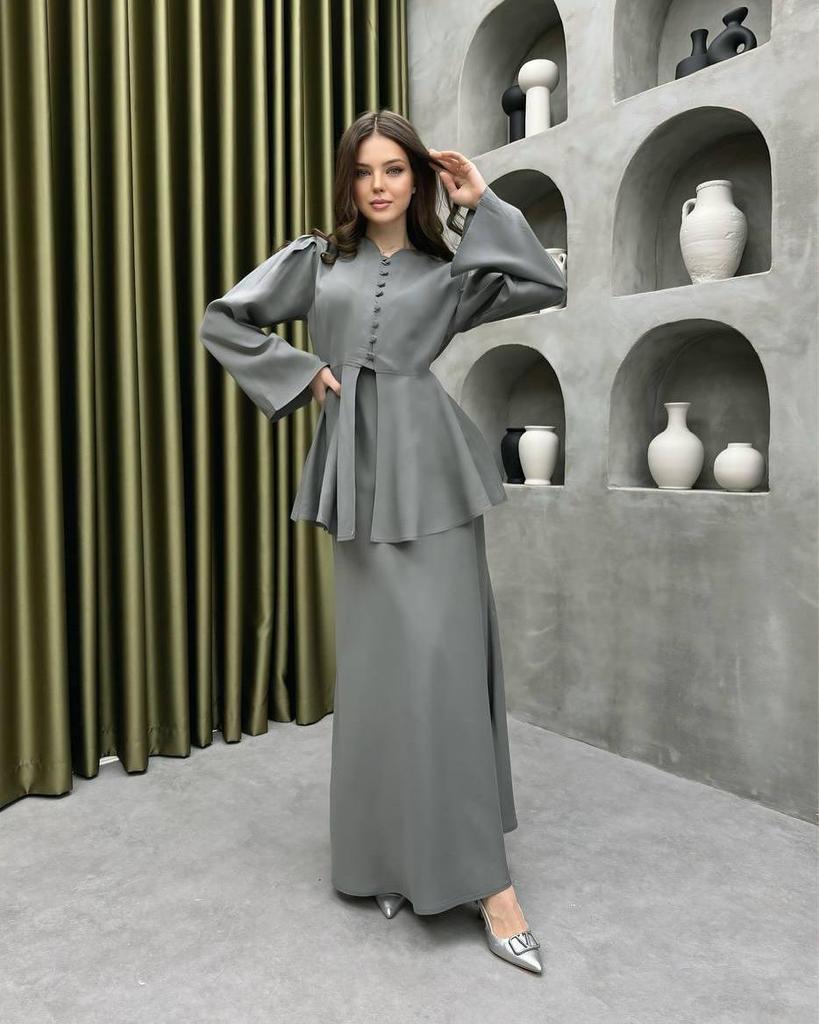 Women's 2026 Autumn Two-Piece Set: Elegant Solid Cardigan & Socialite Dress