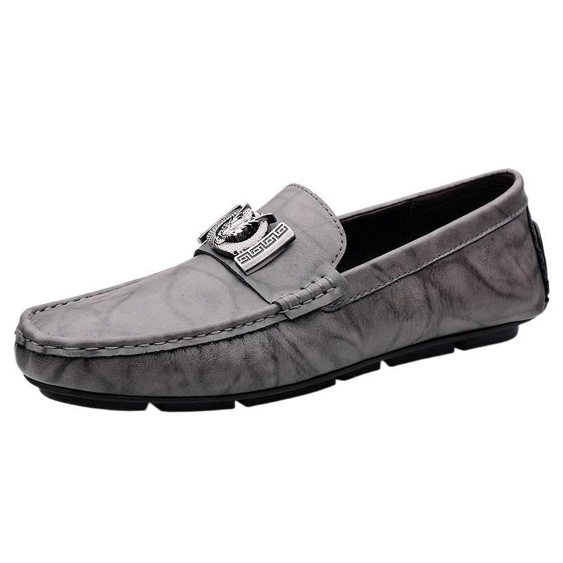 Men’s Trendy Genuine Leather Loafers - Soft Sole Slip-ons, Plus Size Casual Driving Moccasins for Spring & Autumn.