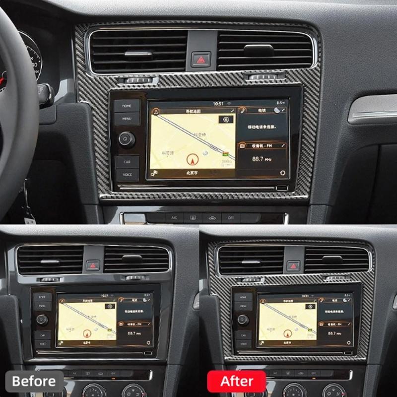 Carbon Fiber Auto Console Center Gps Navigation Panel Cover Trim Frame Car AccessoriesFor Volkswagen Golf 7 Gti Mk7 2013-2019