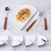 KXLCGYK Cutlery Stainless Wooden Hollow Storage Solo Lunch Student Tableware Set, Camping, Outdoor, 18-8 Steel, Handle, Spoon, Chopsticks, Fork,