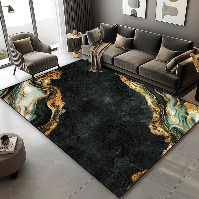 Luxury Marble Carpet Living Room European Style High-grade Non-slip Soft Large Rugs Bedroom Decoration Bedside Plush Floor Mats