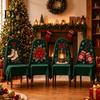 Santa Claus Reindeer Snowman Prints Christmas Dining Chair Cover, Festive Cartoon Protector, Cute Seasonal Home Decor for Gingerbread Man Slipcover