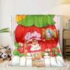 Strawberry Hat And Cat Blanket Flannel Blanket for bed, sofa, Camping, Hiking, Picnic Essentials, gift for family Fan gifts