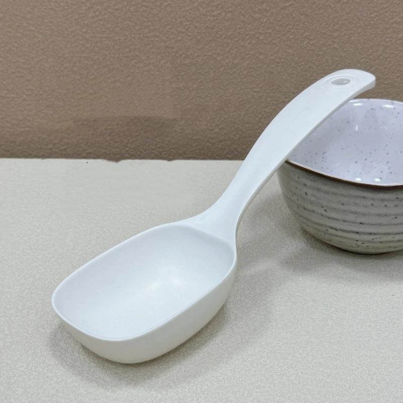 Long Handle Soup Ladle Odorless Food Grade Large White Stirring Spoon for Outdoor Barbecue Side Dish Serving
