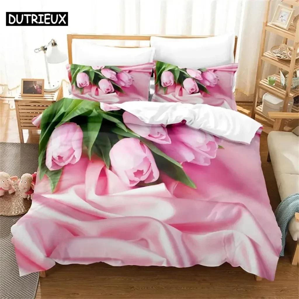 Pink Rose Queen Bedding Set Single Twin Double Queen King Cal King Size Bed Linen Set
