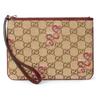 GG Supreme Canvas Snake Embroidered Wristlet Pouch With Leather Trim For Unisex Daily Use