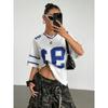 2026 Trendy Nieuw Speed 91 Print T-shirt Voor Vrouwen V-hals Patchwork Korte Mouw Y2K Los Oversized Sport Buiten Jersey Top