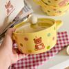 Cute Polka Dot Binaural Instant Noodle Bowl with Cover Student Dormitory Large Capacity Instant Noodle Bowl Personal Special Snail Powder Bowl