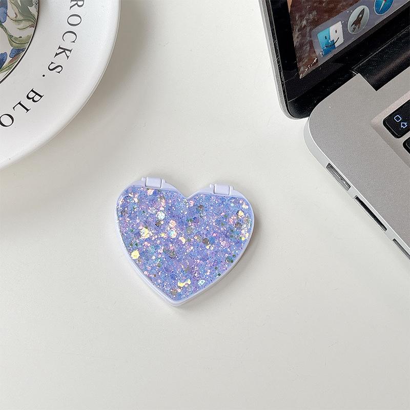 Flip Cover Love Mirror Mobile Phone Decoration Paste Desktop Support Watching Drama Epoxy Sequins Xiaoqing Fresh Wind Women'S Models