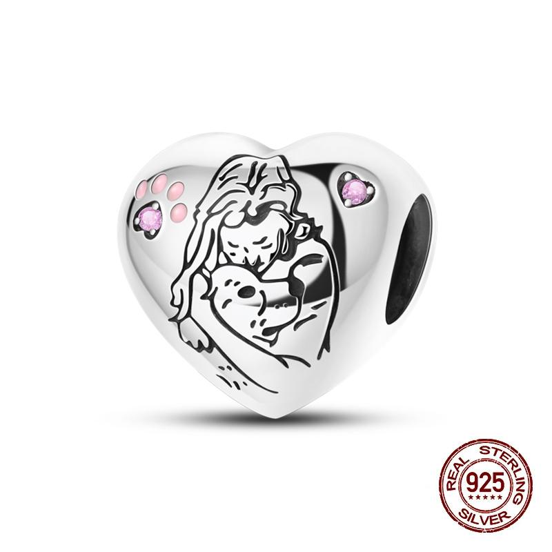 

New Copper Heart Dogs Warm Family Sweet Newlyweds Charms Beads Fit 3Mm Original Bracelets Fine Diy Jewelry Festival Gift