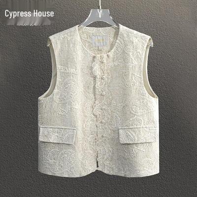 Women's Embroidered Linen Vest
