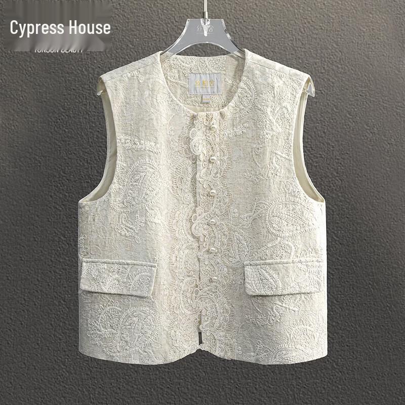 Women s Embroidered Linen Vest M