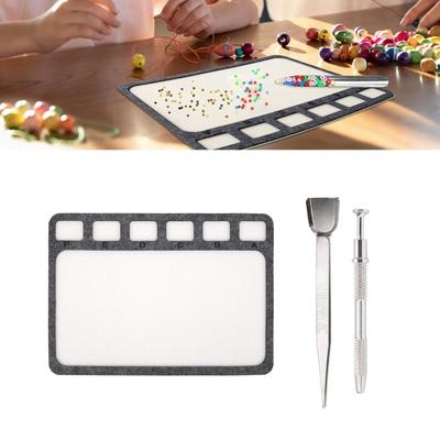 Tragbares Perlen-Organizer-Set Enthält rutschfeste Filzmatte Metallschaufel und 6 Fächer Perlen-Bastelmatte für DIY-Schmuckbasteln