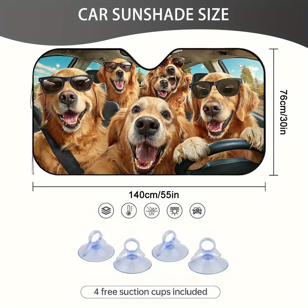 1Pcs Golden Retriever Playtime Car Windshield Sunshade UV Rays Heat Blocker Keeps Vehicle Cool Unique Design Fit Sedans SUVs RVs