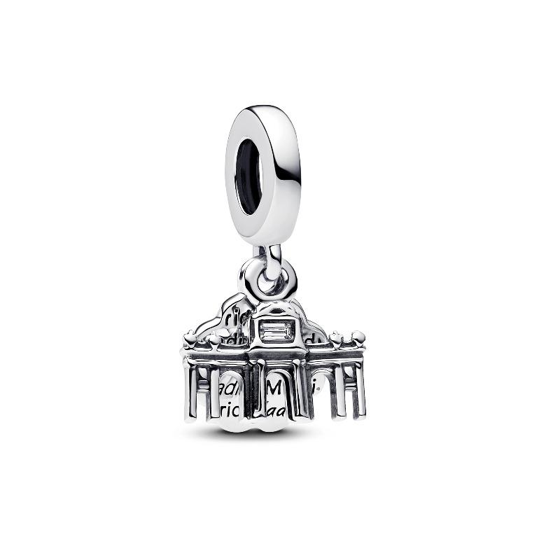 Ciondolo Fascino Argento 925 Fai da Te Torre Porta Castello Nave Angelo per Donne Gioielli Collana Bracciale Boutique