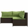 VidaXL Garden Lounge Set 3 Pcs with Brown Wicker Cushions, Outdoor Lounge Set, Furniture Set 319828