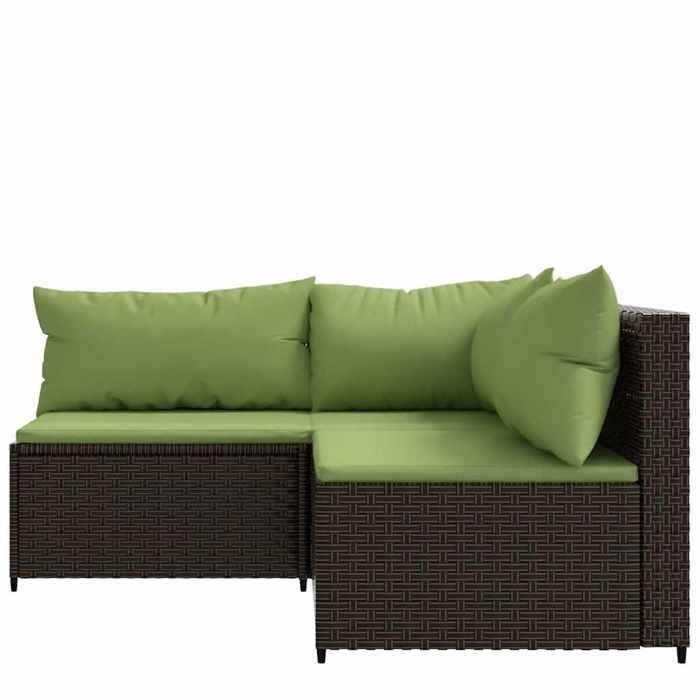 VidaXL Garden Lounge Set 3 Pcs with Brown Wicker Cushions, Outdoor Lounge Set, Furniture Set 319828