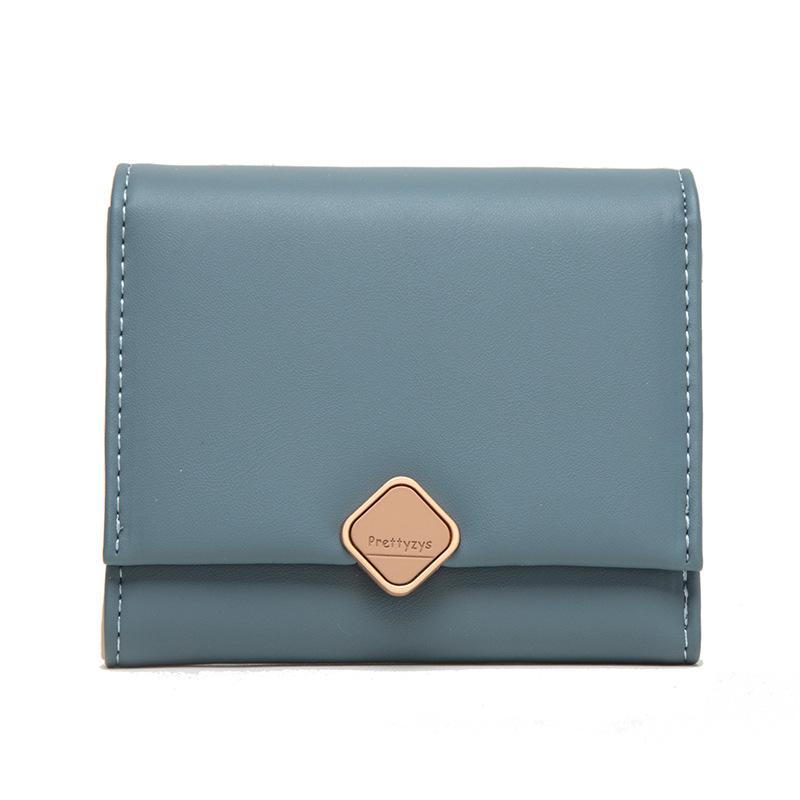 

Кошелек женский короткий стиль маленький свежий аппаратная пряжка простой и персонализированный короткий кошелек темно-синий