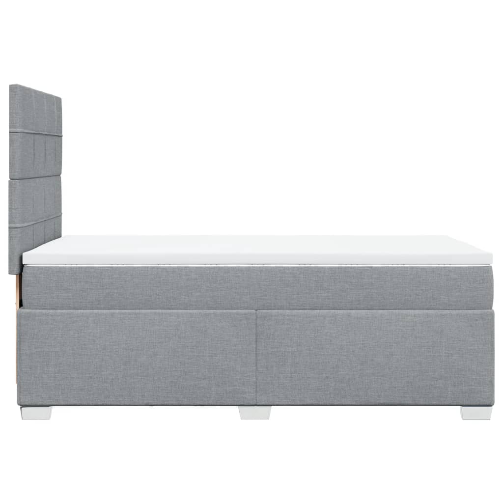 Box Spring Bed with Mattress Light Grey 90 x 190 cm Fabric