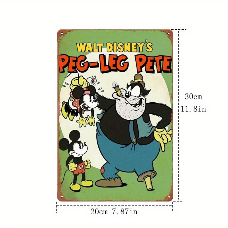 [2D Flat] Vintage Cartoon Character Pigg-Leg Pete Metal Tin Sign - 30.48x20.32 Cm, Rustic Wall Art, Perfect for Bar, Cafe, Livin