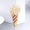 Fashion Ice Cream Cone Shaped Brooch with Sparkling Crystal Pearls Coat Decoration Multi Purpose Clothing Accessory