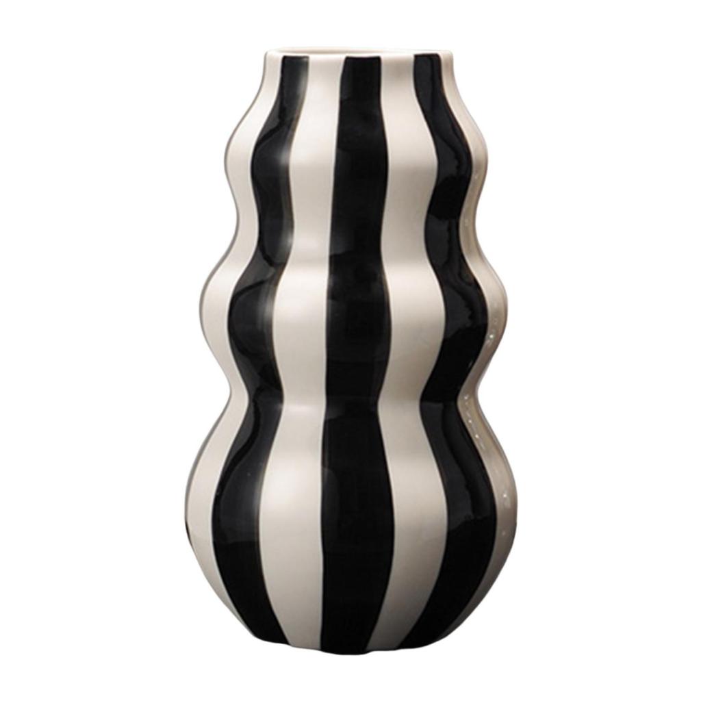 Painted Striped Ceramic Vase Birthday Gift Table Centerpiece Flower Arrangement for Table Entryway Living Room Shelf Office