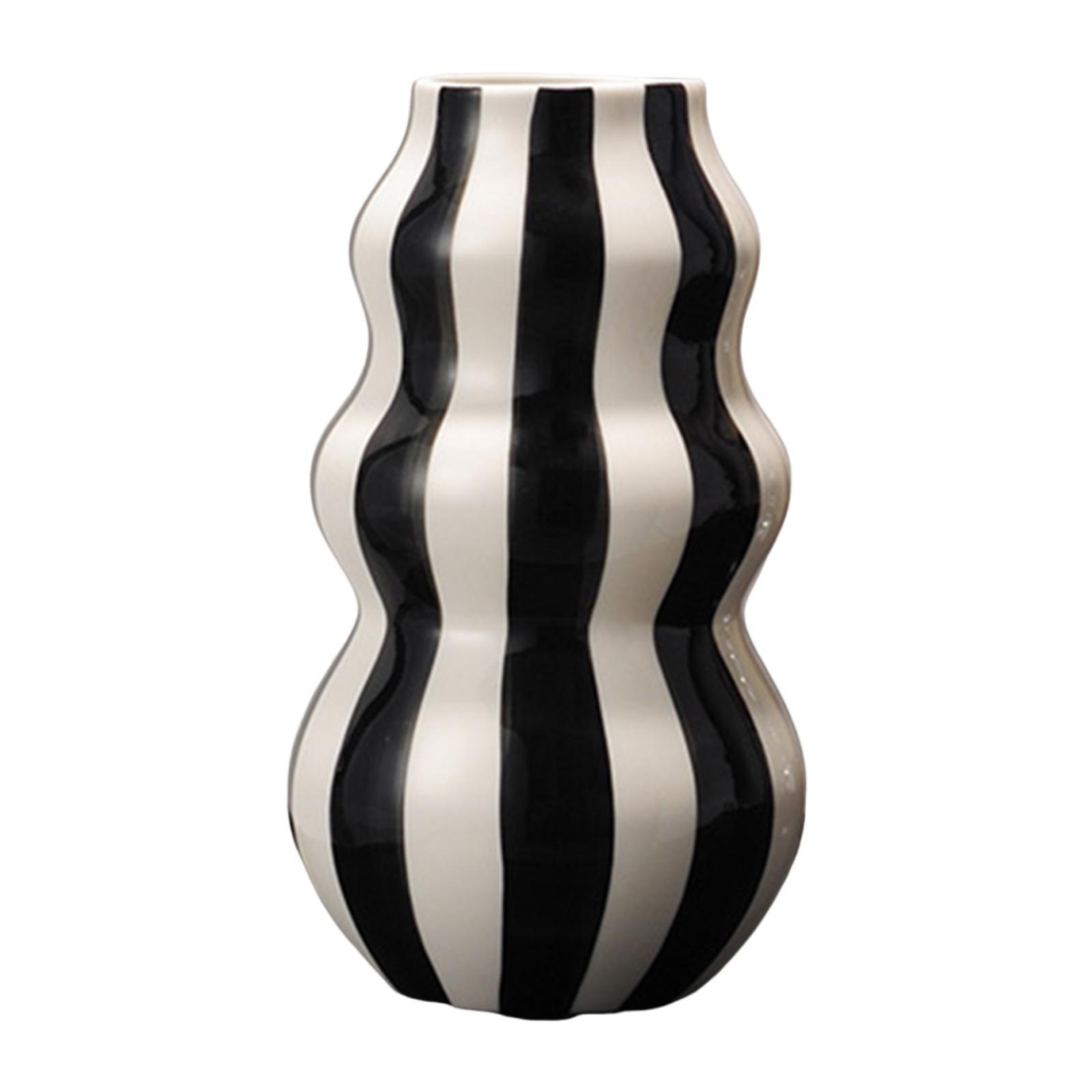 

Painted Striped Ceramic Vase Birthday Gift Table Centerpiece Flower Arrangement for Table Entryway Living Room Shelf Office