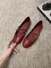 Cowhide Version of Grape Mother, the Same Round Head Double Buckle Belt, Genuine Leather Mary Jane Shoes, Women's Commuting Low Heel Flat Sole