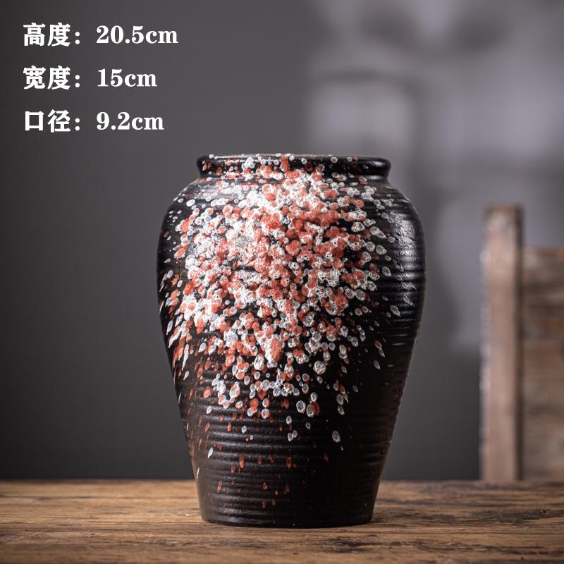 Chinese Vintage Clay Pot Vase Creative Hydroponic Flower Arrangement Living Room Bookcase Dining Table Floral Vase Home Ornament