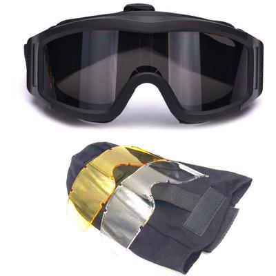 Outdoor Sports Protective Glasses Desert Locust Riding Tactical Goggles, Impact Windshields 3 Lens Set