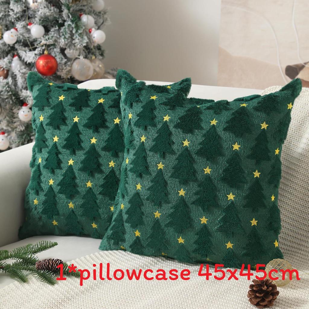 Christmas Plush Pillow Cover With Geometric Snowflake Design For Home Decor And Gift