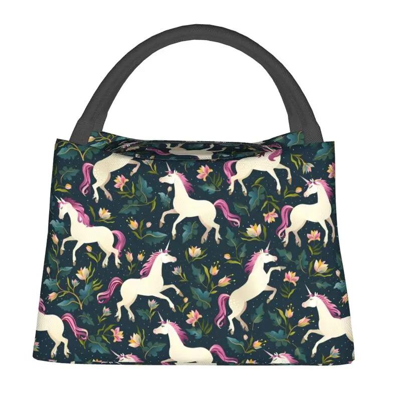 Custom Cartoon Unicorns Rainbows Lunch Bags Men Women Warm Cooler Insulated Lunch Boxes for Office Travel