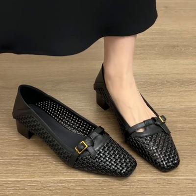 Mode Mode Chaussures Plates pour Femmes 2025 Printemps et Automne Chaussures Tissées Confortables Tendance Mary Jane Décontracté Respirant Chaussures pour Femmes