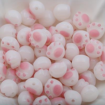 20pcs 12mm Super Cute Cat Paw Acrylic Beads Jewelry Making DIY Creative Bracelet Necklace Craft Supplies