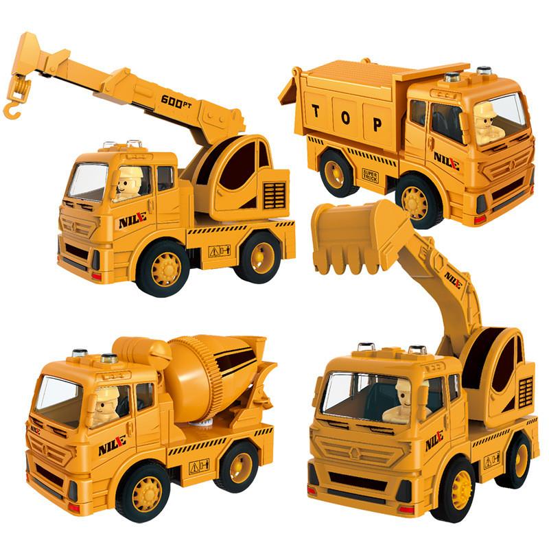 Plastic Vehicle Engineering Toy With Inertial Motion And Action Features For Kid