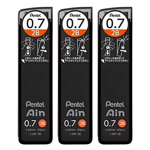 Mechanical Pencil Lead Pentel Ain 0.7mm 2B 3-Pack AMZ-XC2872B3P
