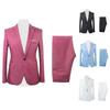 2 Stuks/Set Heren Formeel Zakelijk Feest Effen Kleur Lange Mouw Blazer Pak Broek