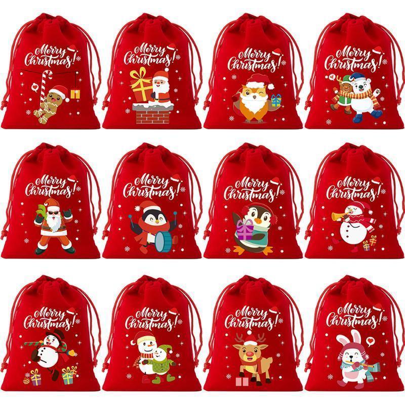 Kerst Fluwelen Zak Kerst Cadeauzak Kerst Snoepzak Kerst Creatieve Grote Trekkoord Snoepzak Cadeau Verpakkingszak