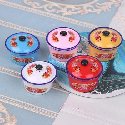 2pcs Dollhouse Miniature Nostalgic Life Scene Decoration Enamel Basin Doll Accessories Toys