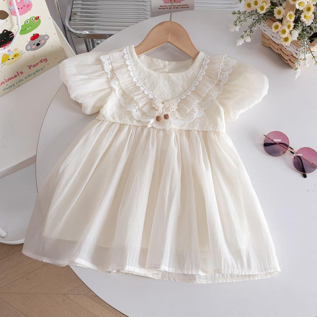 Mädchen Babykleid Sommer Prinzessinkleid Neu Halber Ärmel Rock Sommerkleid Kindergarnrock