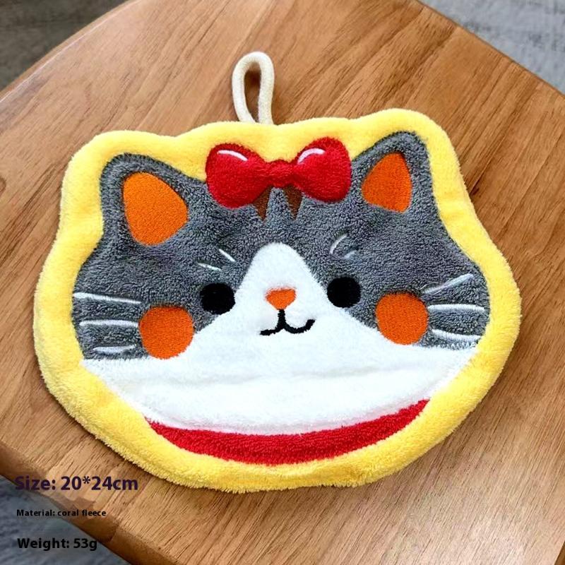 1pc Cartoon Hand Towel Kawaii Thickened Handkerchief Towels Wall Hanging Hand Cloth Kitchen Accessories Bathroom Hand Towel