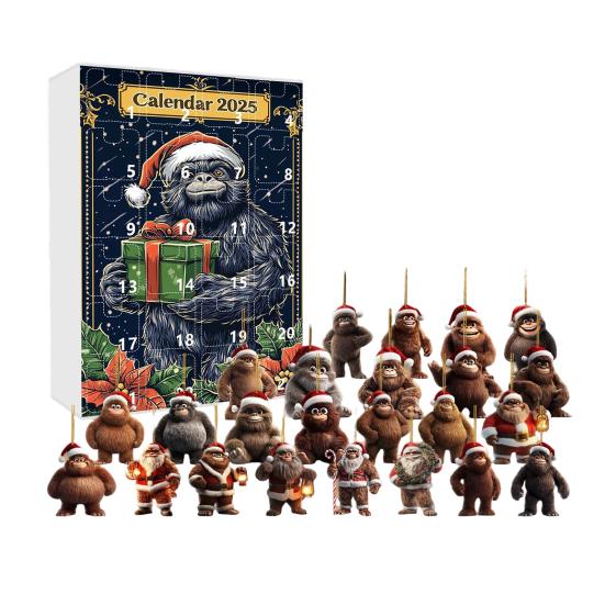 Advent Calendar 24-Day Countdown Decoration Ape Man Themed Family Christmas Advent Calendar Festival Hanging