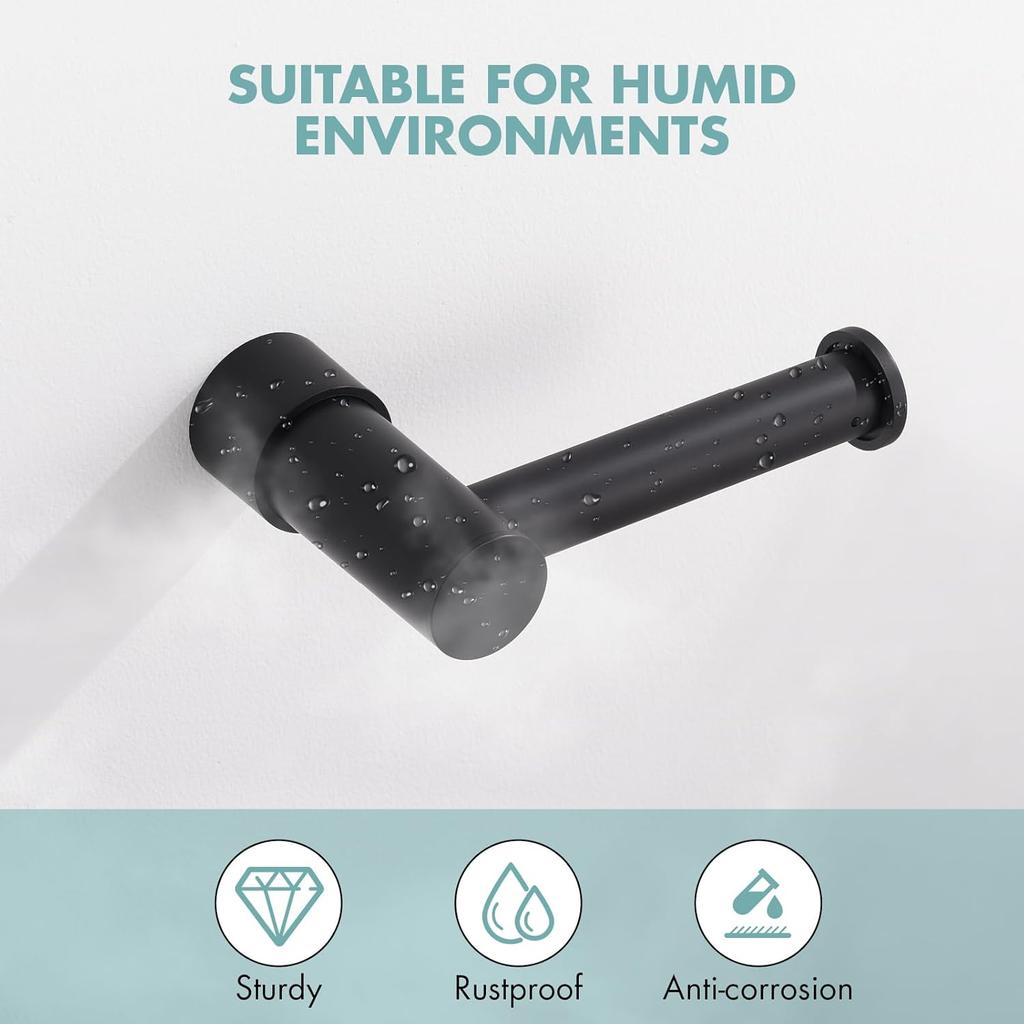 Bathroom Toilet Paper Holder, Modern Matte Black Tissue Roll Holder Wall Mounted, 5 Inch Paper Towel Holder Easy Install for Kitchen Washroom