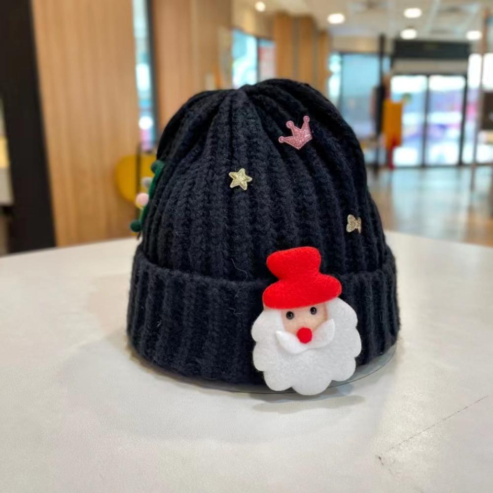 Soft Red Knitted Woolen Hat Woven Thickened Brimless Cap Personality Christmas Plush Cap  Women