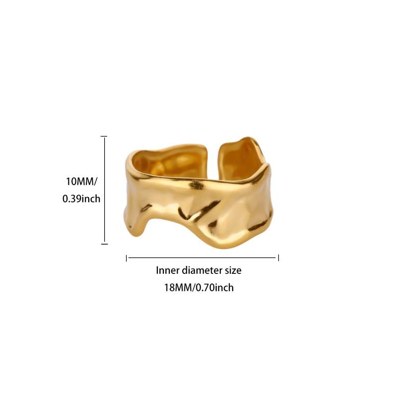 Trend Pleated Exaggerated Ring Opening Adjustable Men's and Women's Stainless Steel Geometric Niche Design Ring
